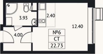 Планировка: Студия, 22,7 м²