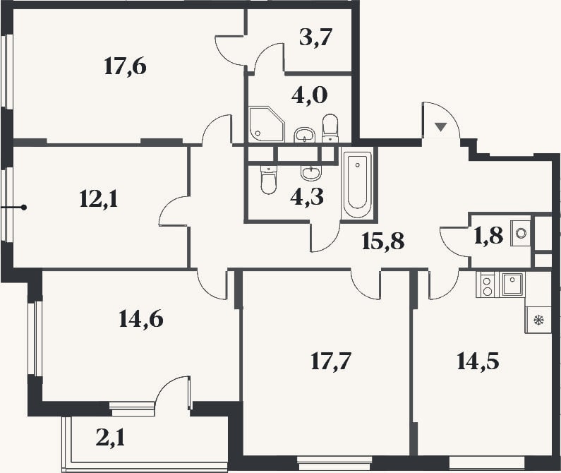 Планировка: 4+ к, 106,1 м²