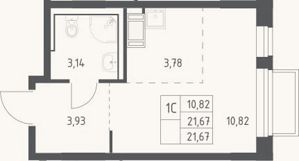 Планировка: Студия, 21,7 м²