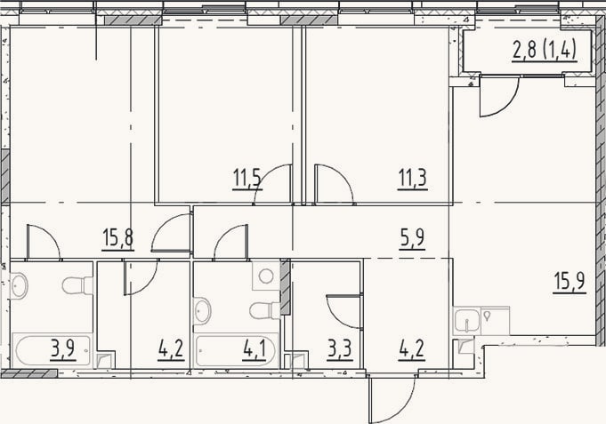 Планировка: 4+ к, 80,1 м²