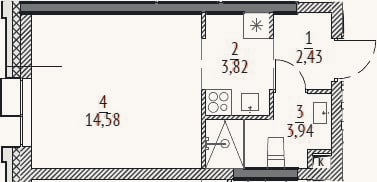 Планировка: Студия, 24,8 м²