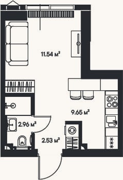 Планировка: Студия, 26,7 м²