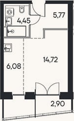 Планировка: Студия, 31 м²