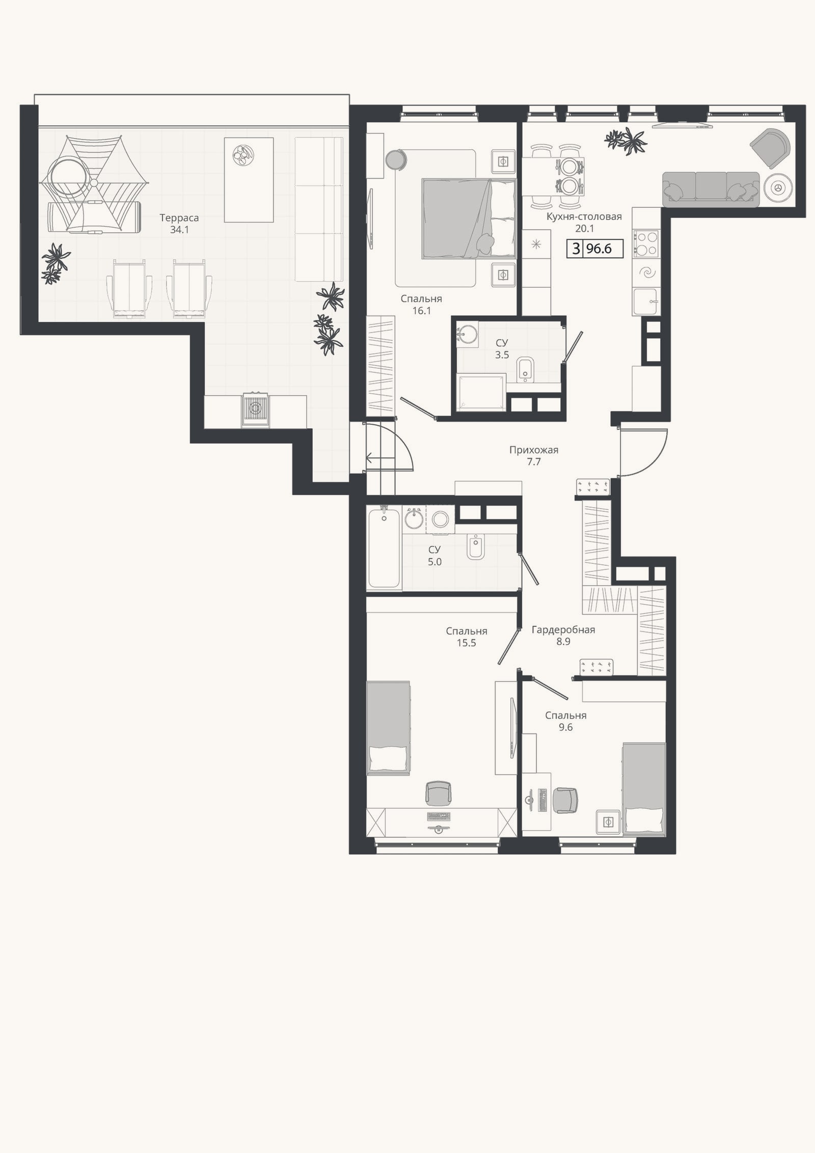 Планировка: 4+ к, 86,4 м²