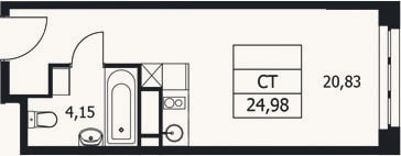Планировка: Студия, 25 м²