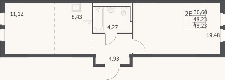 Планировка: 2-к, 48,2 м²