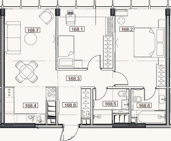 Планировка: 3-к, 65,6 м²