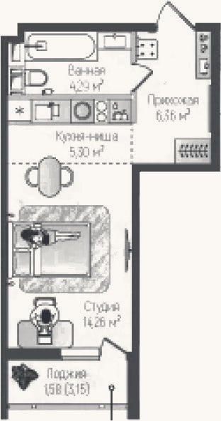Планировка: Студия, 30,2 м²