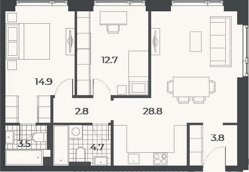 Планировка: 3-к, 71,2 м²