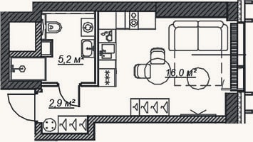 Планировка: Студия, 24,1 м²