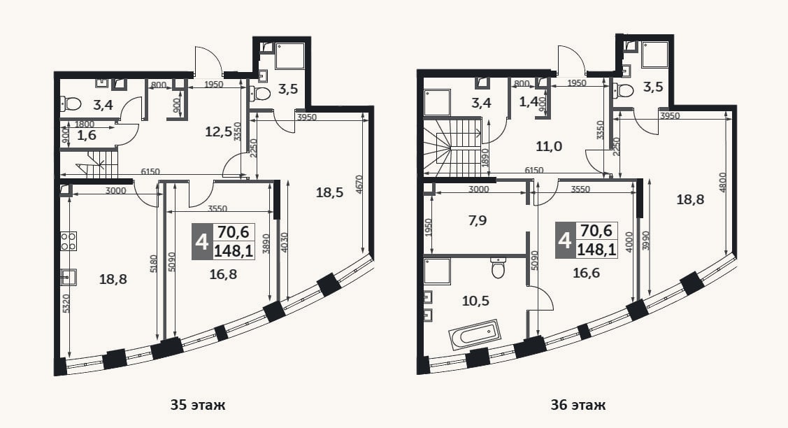 Планировка: 4+ к, 148,1 м²