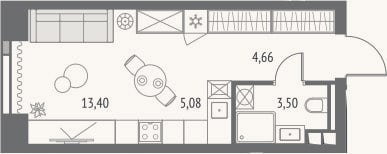 Планировка: Студия, 26,6 м²