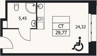 Планировка: Студия, 29,8 м²
