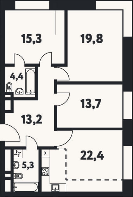 Планировка: 4+ к, 94,1 м²