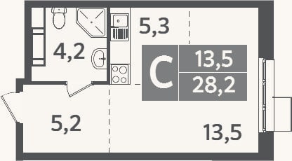 Планировка: Студия, 28,2 м²