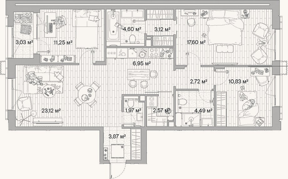 Планировка: 4+ к, 93,1 м²