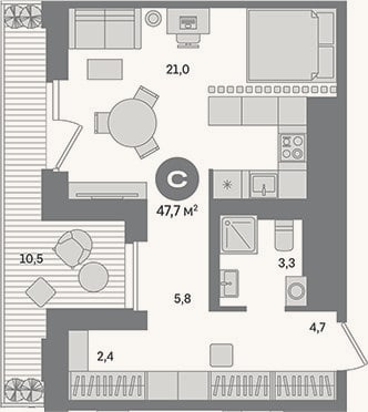 Планировка: Студия, 37,2 м²