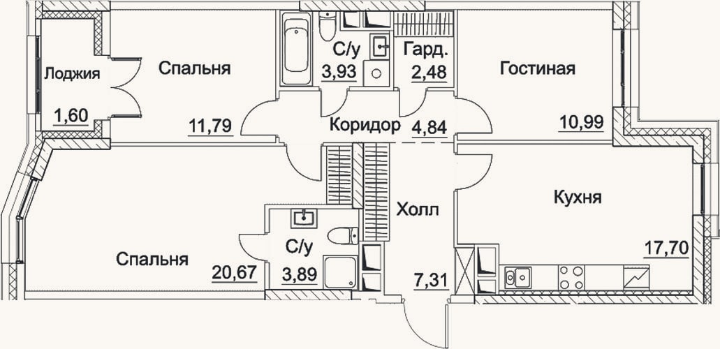Планировка: 4+ к, 83,6 м²