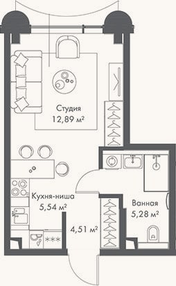Планировка: Студия, 28,2 м²