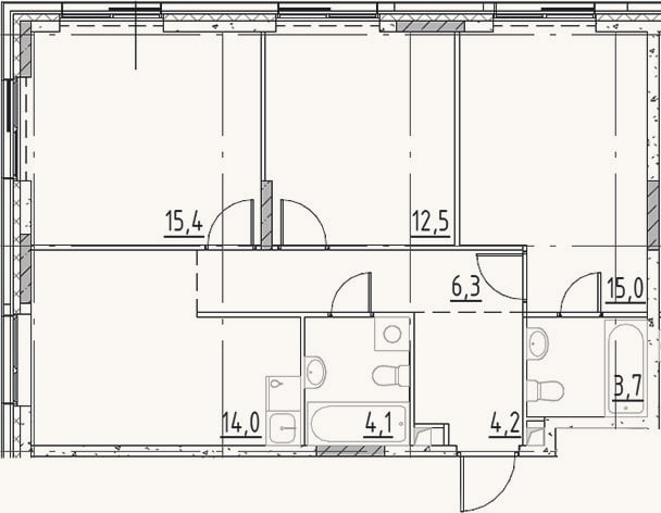 Планировка: 3-к, 75,2 м²