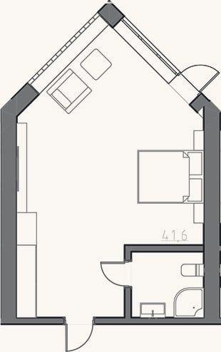 Планировка: Студия, 40 м²