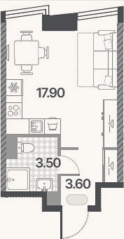 Планировка: Студия, 25 м²