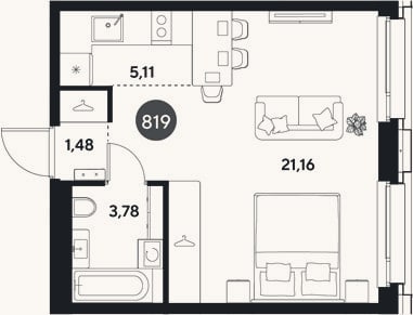Планировка: Студия, 31,5 м²