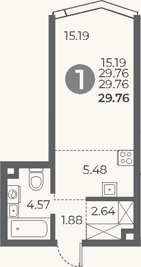 Планировка: Студия, 29,8 м²