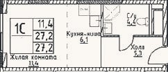 Планировка: Студия, 27,2 м²