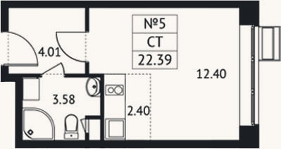 Планировка: Студия, 22,4 м²