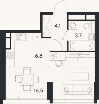 Планировка: Студия, 31,1 м²