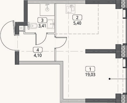Планировка: Студия, 31,9 м²
