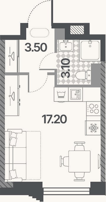 Планировка: Студия, 23,8 м²