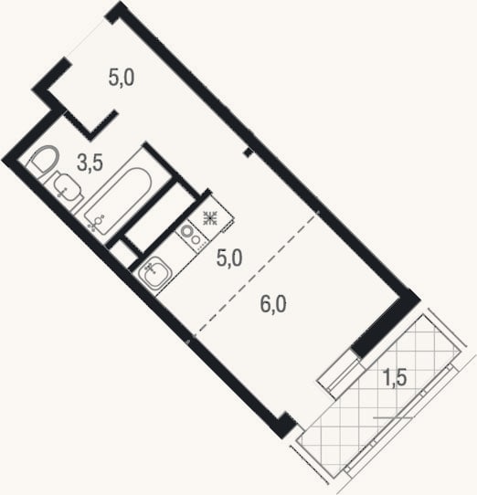 Планировка: Студия, 19,5 м²