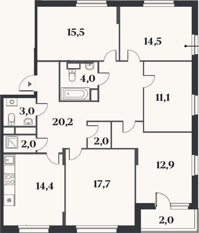 Планировка: 4+ к, 117,3 м²