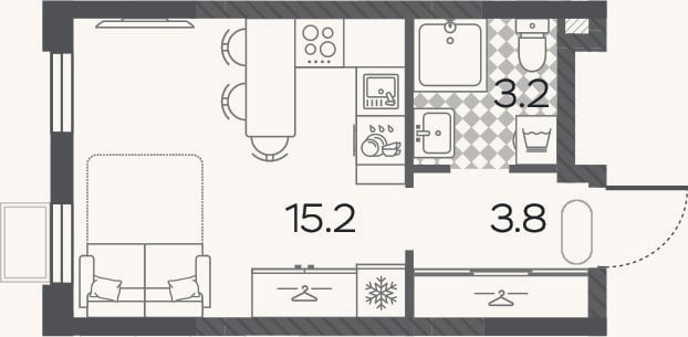 Планировка: Студия, 22,2 м²