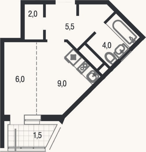 Планировка: Студия, 26,5 м²