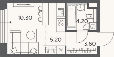 Планировка: Студия, 23,3 м²