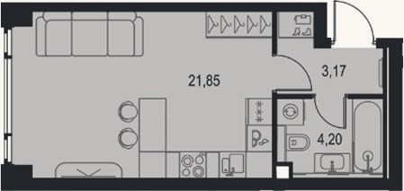 Планировка: Студия, 29,2 м²