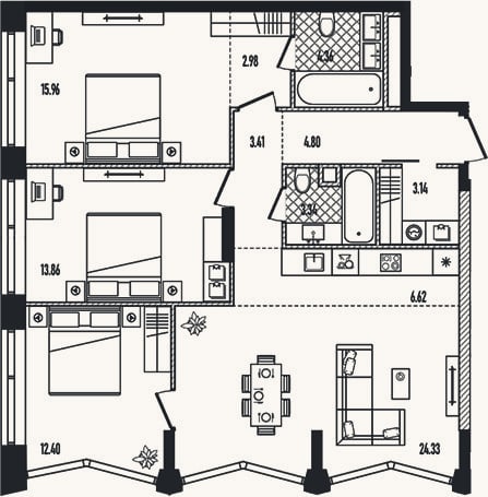 Планировка: 4+ к, 95,1 м²