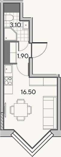 Планировка: Студия, 21,5 м²