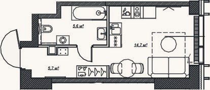 Планировка: Студия, 26 м²