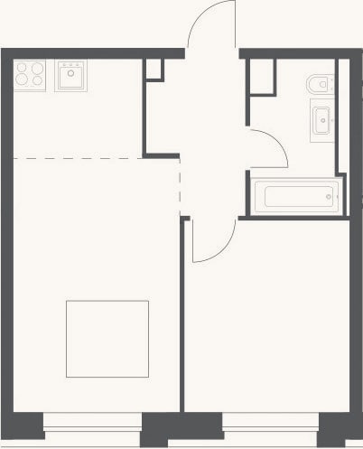 Планировка: 2-к, 38,4 м²
