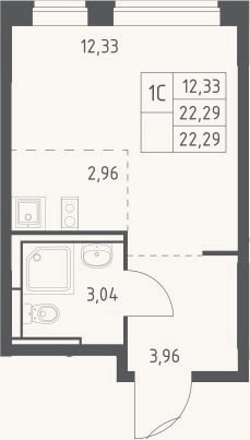 Планировка: Студия, 22,3 м²