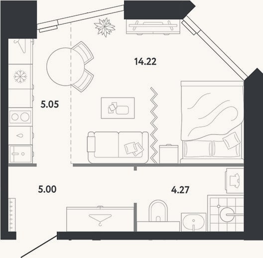 Планировка: Студия, 28,5 м²