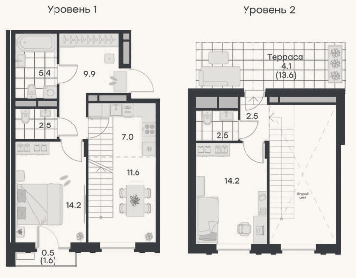 Планировка: 3-к, 69,8 м²