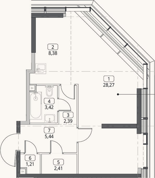 Планировка: Студия, 51,5 м²