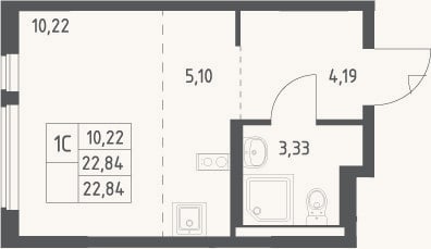 Планировка: Студия, 22,8 м²