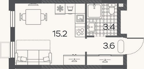 Планировка: Студия, 22,2 м²