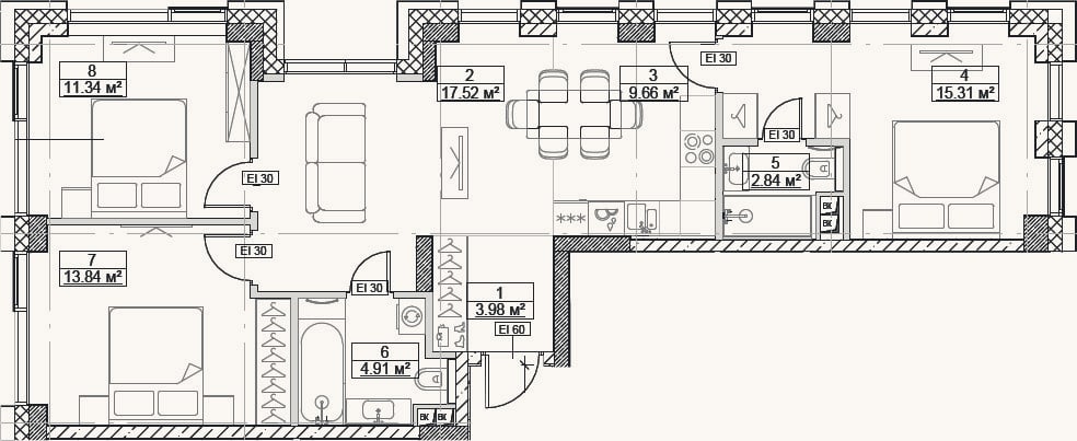 Планировка: 4+ к, 79,4 м²